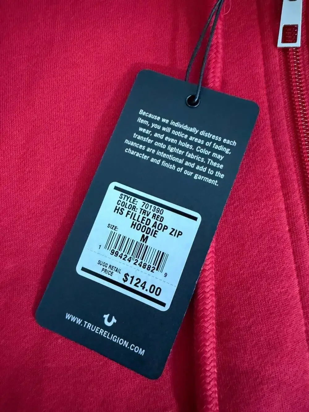 True Religion HS Filled AOP Zip Hoodie Trv Red Size M